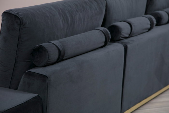 Atelier Del Sofa Sofá de 4 Plazas con Mesa Lateral - Negro y Dorado Atelier Del Sofa Sofá de 4 Plazas con Mesa Lateral - Negro y Dorado